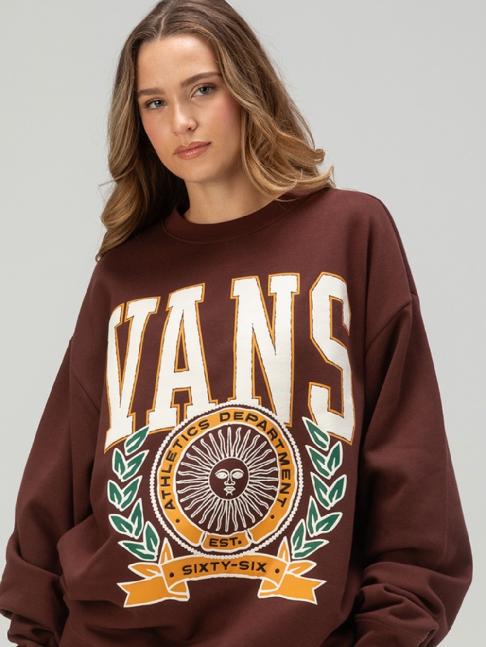 Vans First Team Bitter Chocolate Crewneck Sweatshirt (SMALL OVERSIZED)